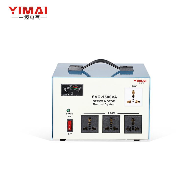 YIMAI SVC-1500VA Portable Single-Phase Automatic Voltage Regulator | 1.5kVA Servo-Motor Voltage Stabilizer with Universal Outlets for Home & Travel